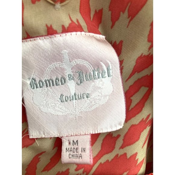 Romeo & Juliet Tan & Coral Sleeveless Tunic Top V-Neck V-Back Size Medium Womens - Picture 7 of 8